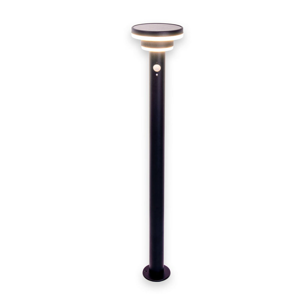 LED Solar Staanlamp Nora - Zwart 86cm Bewegingsmelder