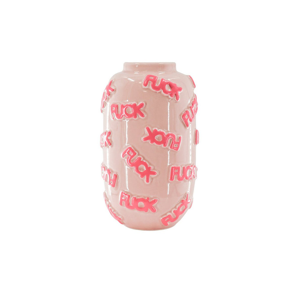 Vaas 'FUCK' - Roze Keramiek - 17x17x27cm Housevitamin