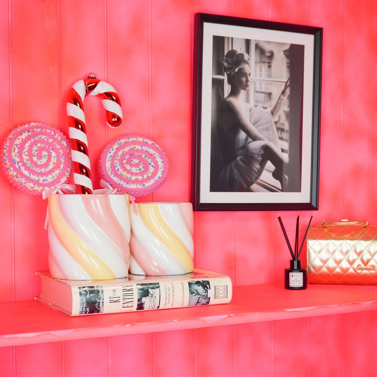 Candylicious Bloempot Roze/Geel - 12,5x12,5x13cm Candy Twist