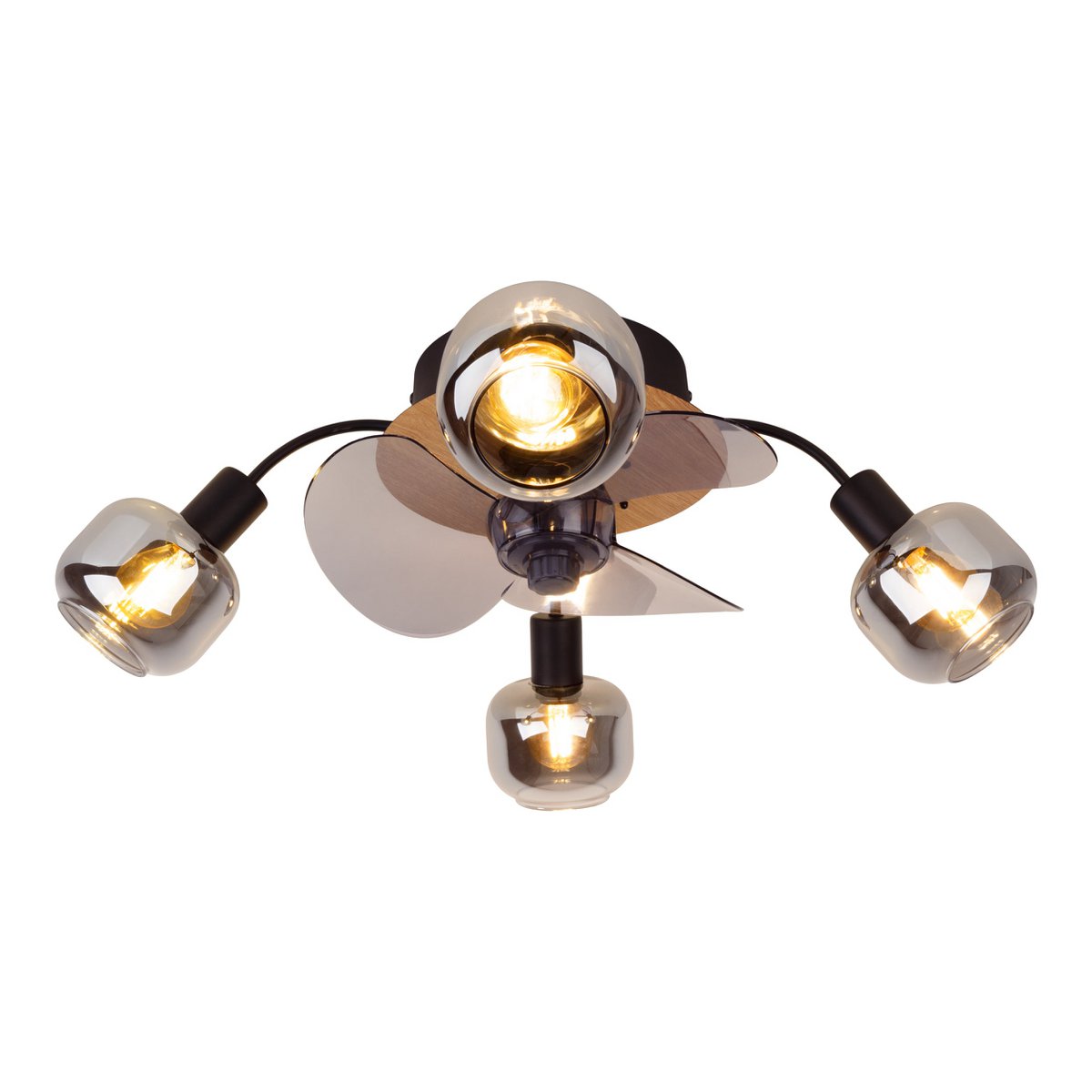 Plafondlamp inclusief ventilator "fumoso", in zwart, bruin en natuur, voor E27, Ø 51 cm