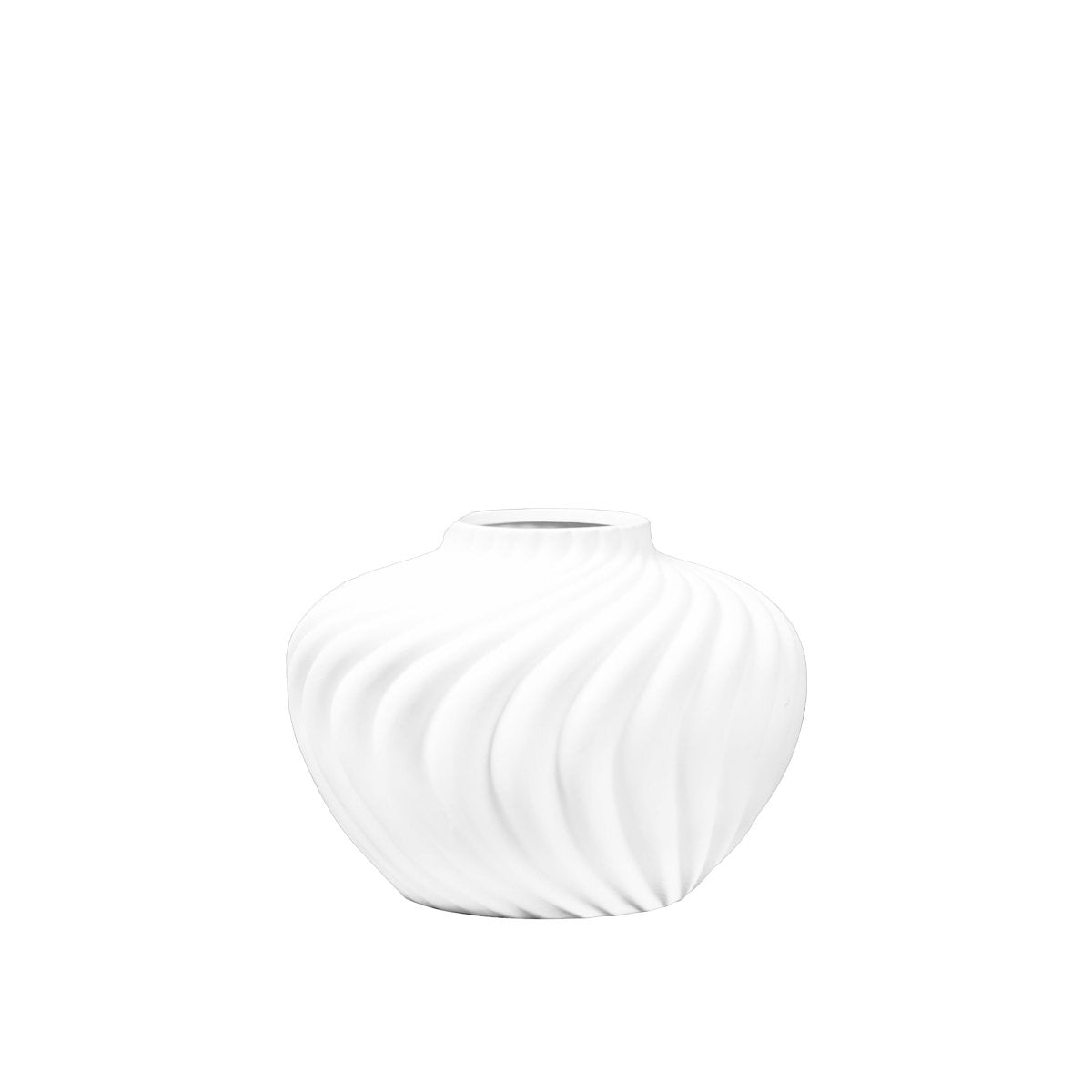 Ronde witte slagroom vaas polyresin 30x30x22cm