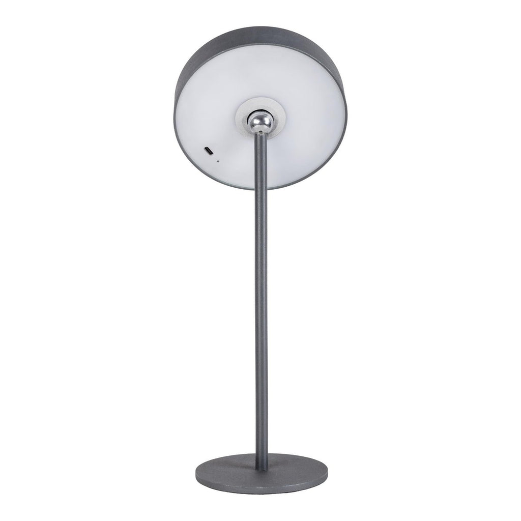LED -batterijtafellamp magnetisch "ella" voor buiten en binnen, gemaakt van metaal en plastic in grijs, 35 cm hoog