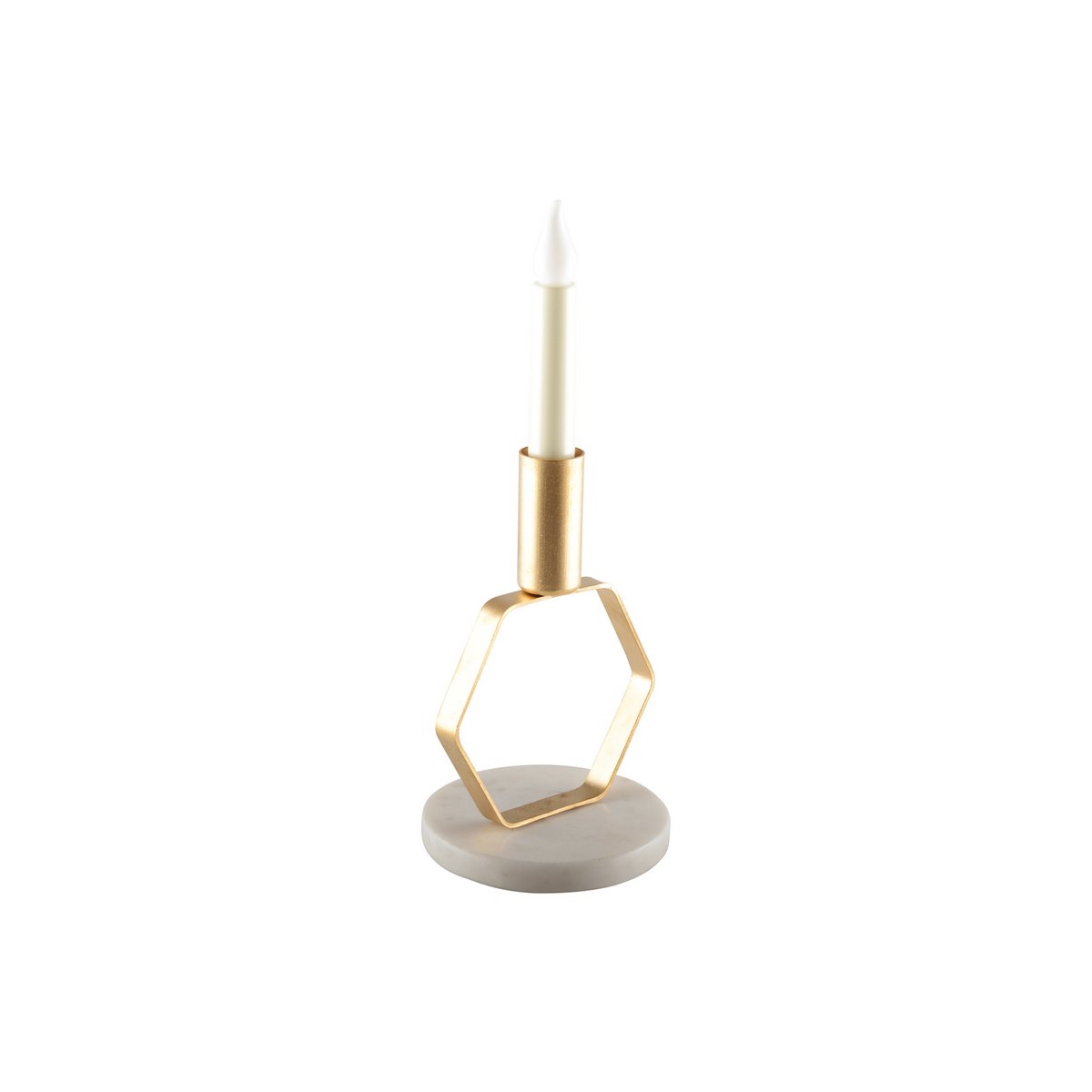 Mat gouden kandelaar marmerinzet 17cm