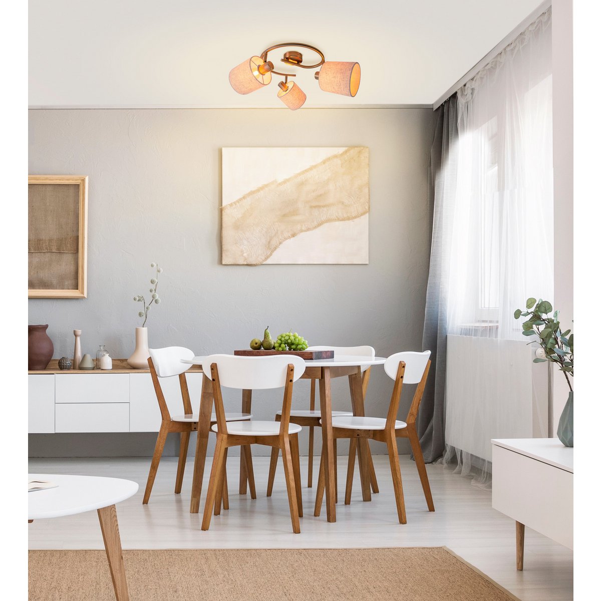 Näve Rondel Maron 3-zits Plafondlamp - Nikkel 52cm