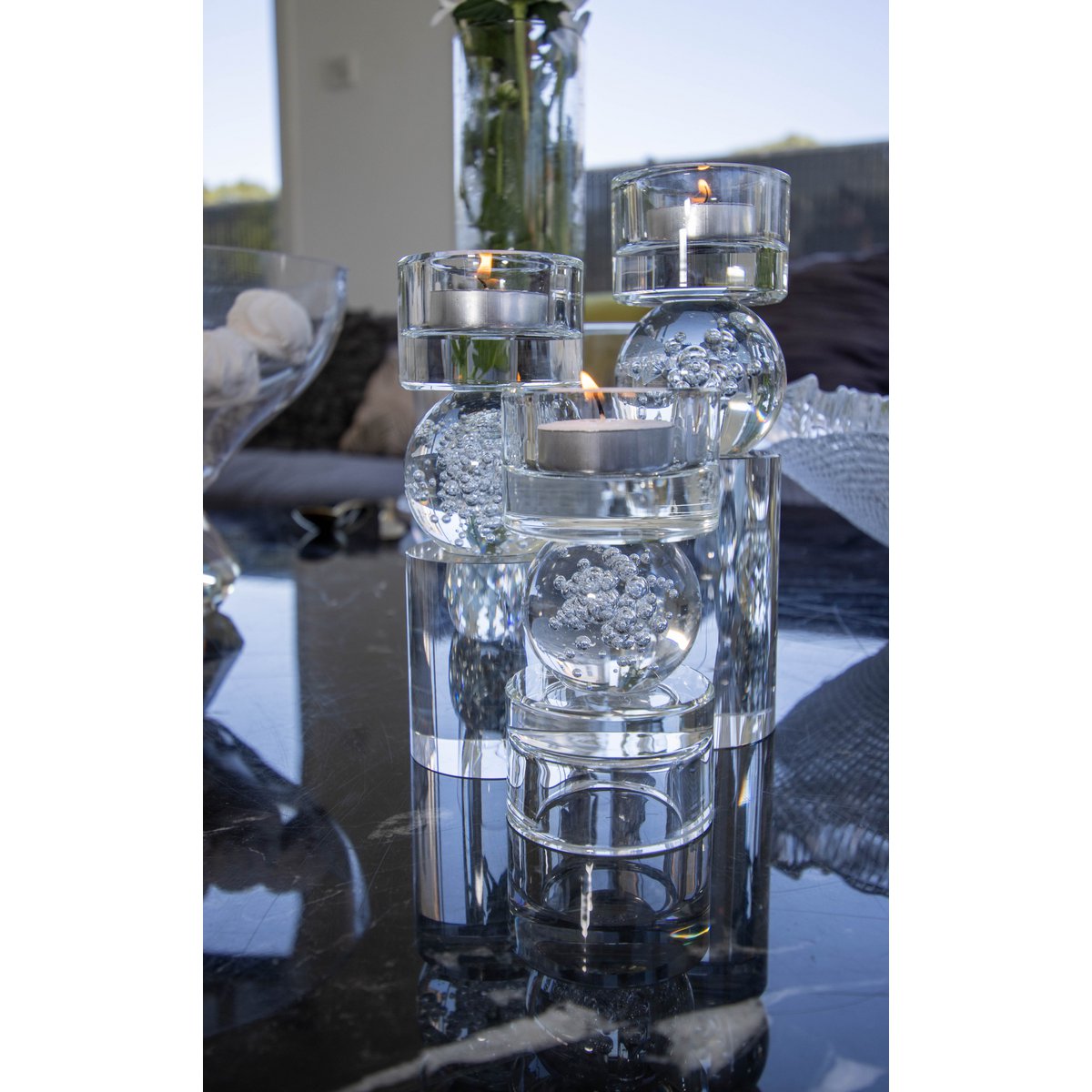 Glazen Aulica High Kandelaar 6x6x19.5cm Transparant