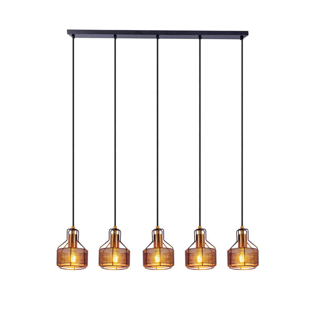 Näve Foro 5-Lichts Hanglamp - Zwart/Goud 96cm