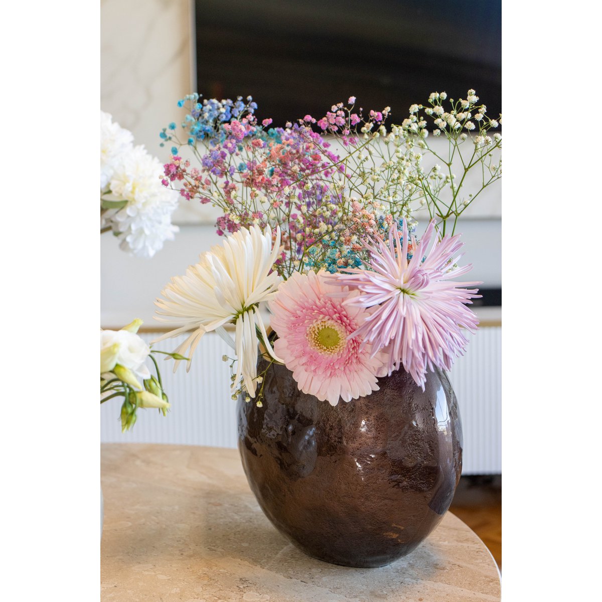 Ovale Vase Aluminium Marron 22,5cm