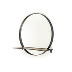 Spiegel - Rond - Metalen - Plank - Zwart - Ø40cm