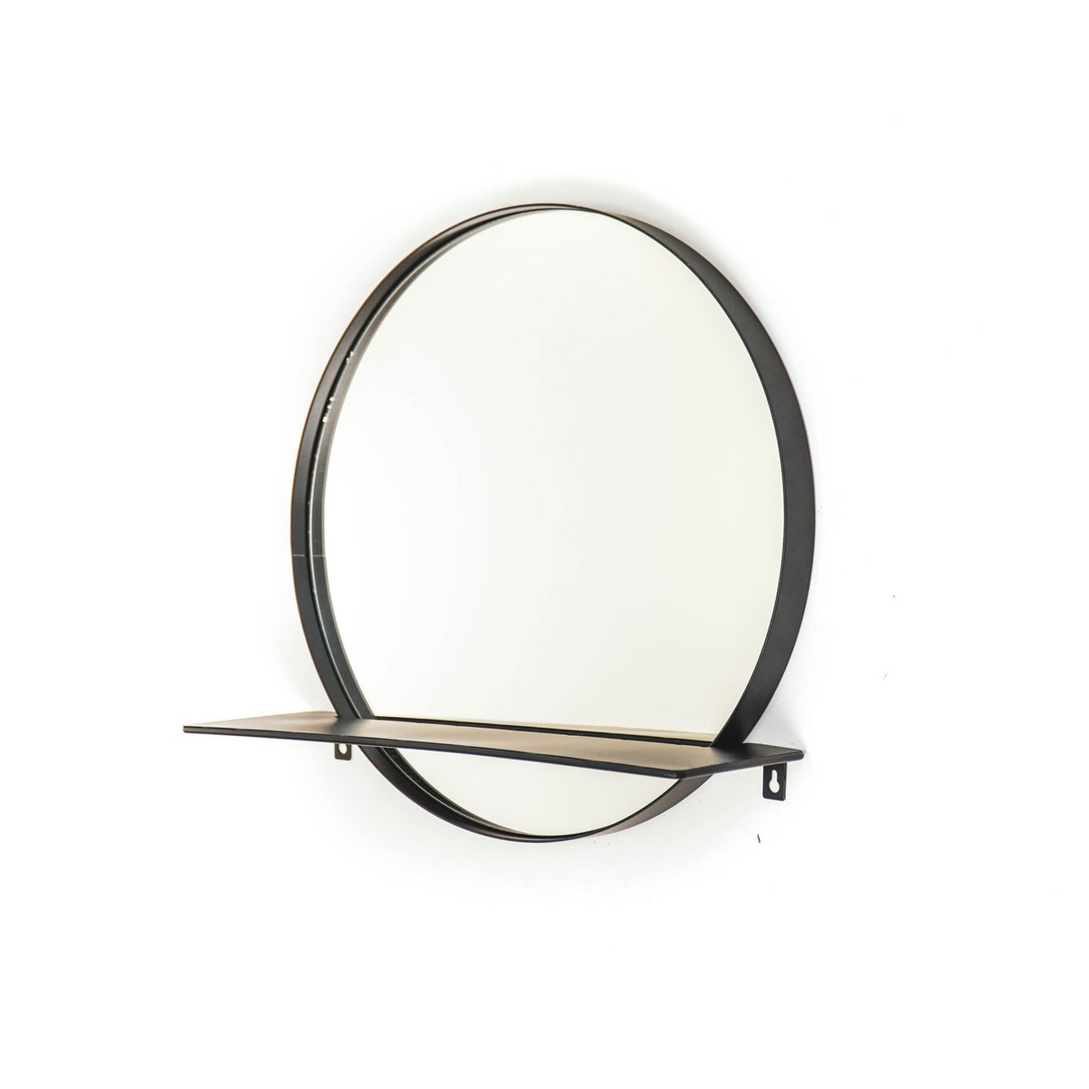 Spiegel - Rond - Metalen - Plank - Zwart - Ø40cm