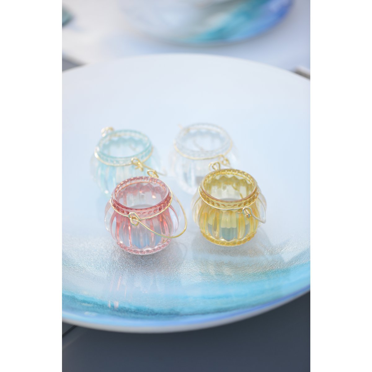 Mini Kaarsenhouders Set 4 Kleuren Glas