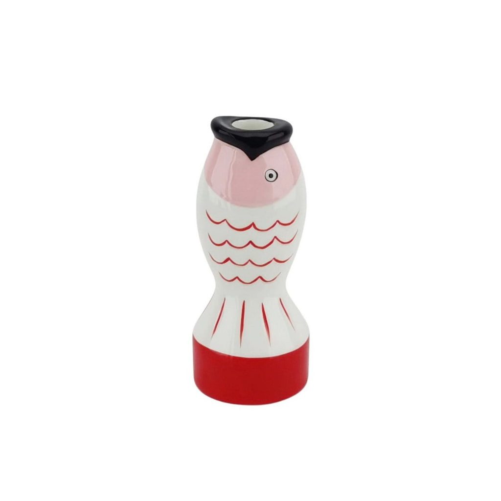 Kandelaar Vis - Rood/Wit/Roze - 7x7x16,5 cm Housevitamin