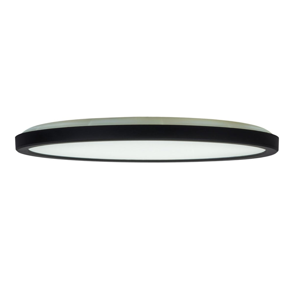 Het LED-plafondlicht "Carlo" met RGB-backlight, Ø van 54 cm, klassiekmoderne plafondlicht gemaakt van zwart/wit plastic met veel functies, b.v.