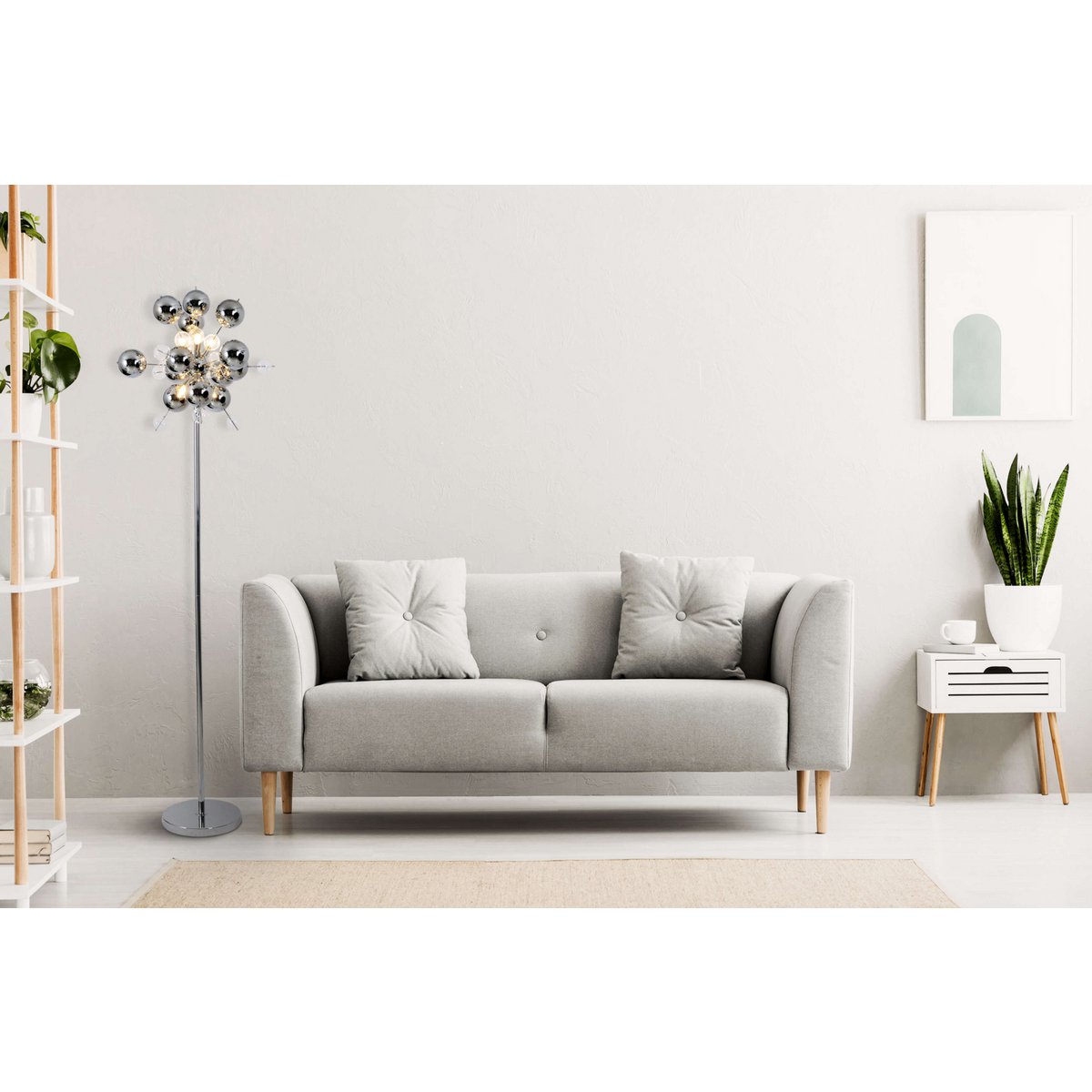 Näve Explosie Staande Lamp Chrome 169cm