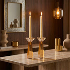 Amberkleurige kandelaars h16cm set 2 - AULICA