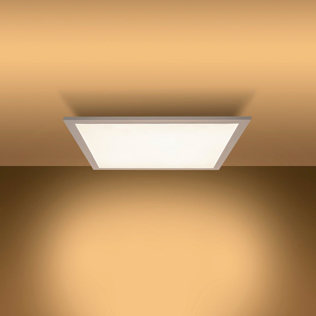 LED -paneel plafondlamp "Nico", functionele metalen plafondlamp en plastic in het wit, met vaste LED's en vele functies, ideaal voor kantoor, oefening of workshop, ca. 59,5 x 59,5 cm