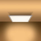LED -paneel plafondlamp "Nico", functionele metalen plafondlamp en plastic in het wit, met vaste LED's en vele functies, ideaal voor kantoor, oefening of workshop, ca. 59,5 x 59,5 cm