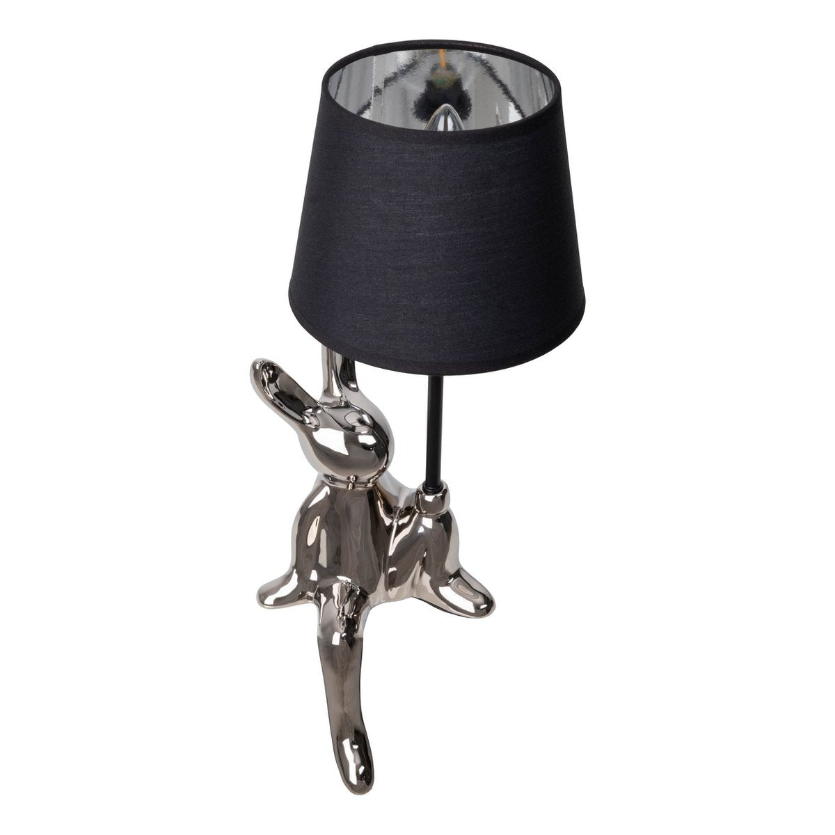 Tafellamp "helge" Ø 18 cm, hoogte ca. 45 cm, gemaakt van keramiek in zwart en zilveren, zwarte tekstbladen