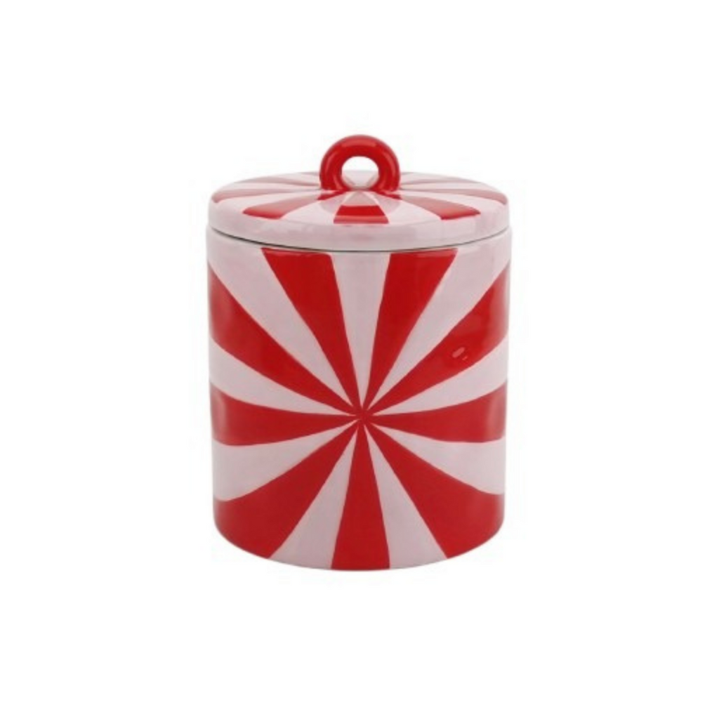 Housevitamin Swirl Sierpot met Deksel - Rood/Roze 11x11x14,5cm