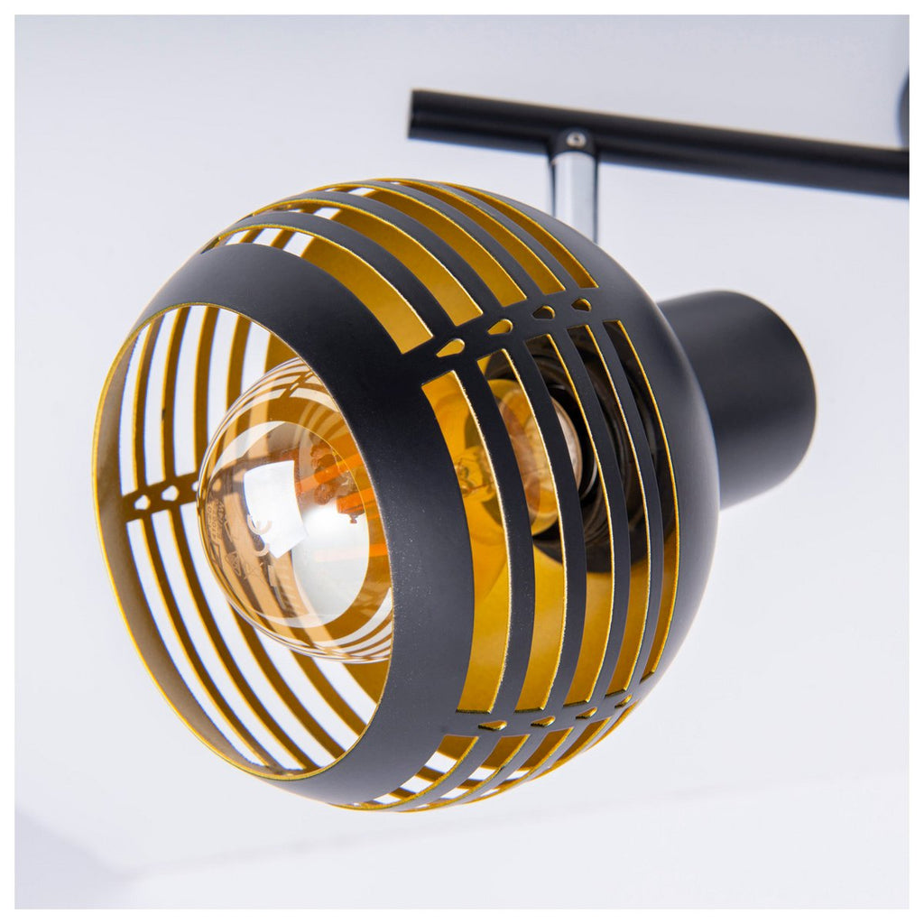 Näve Casco 2 delige Wandlamp Zwart/Gouden Metalen Verlichting 12x15cm