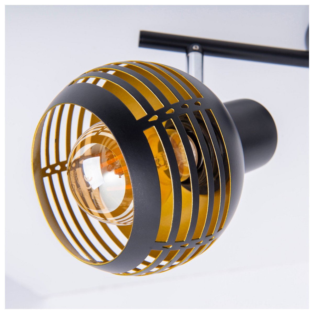 Näve Casco 2 delige Wandlamp Zwart/Gouden Metalen Verlichting 12x15cm