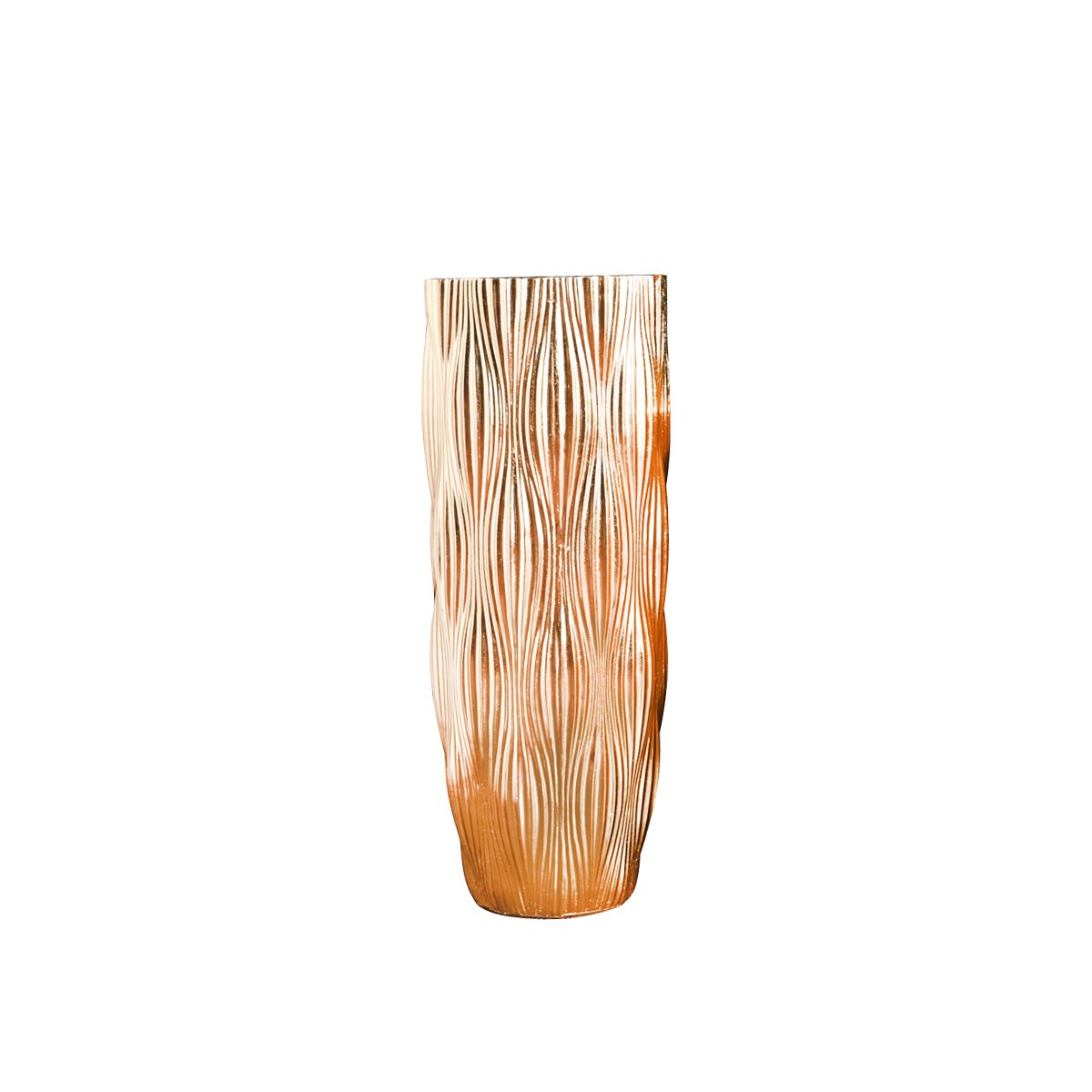 Gouden gestreepte polyresine vaas 33,5x33,5x70cm