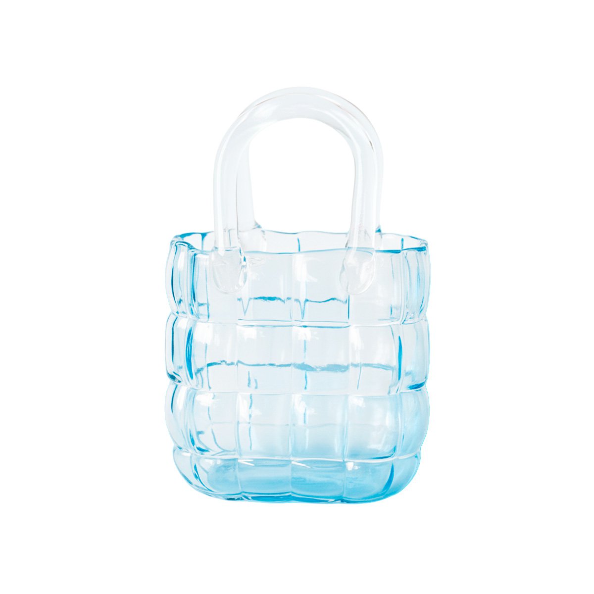 Transparante blauwe handtasvaas 19x10x27cm AULICA