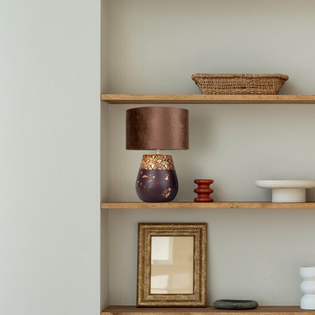 Näve Bronco Keramische Tafellamp Beige 39cm