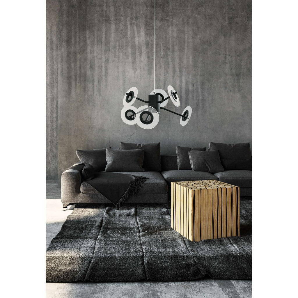 Led hanglamp "discus" gemaakt van zwart metaal en wit plastic met stevig gebouwd -in LED's, hangende lamp voor eetkamer, woonkamer, gang of kantoor met een Øvon ca. 57 cm