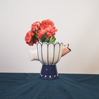 Vaas - visdolomiet - Blauw/Wit/Roze - 21x13,5x18cm Keramiek