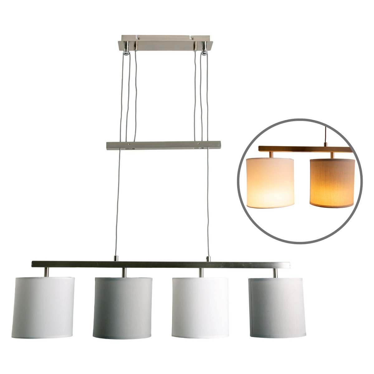 Tilde Hanglamp 4-lichts Grijs-Wit - NEVE Leuchten
