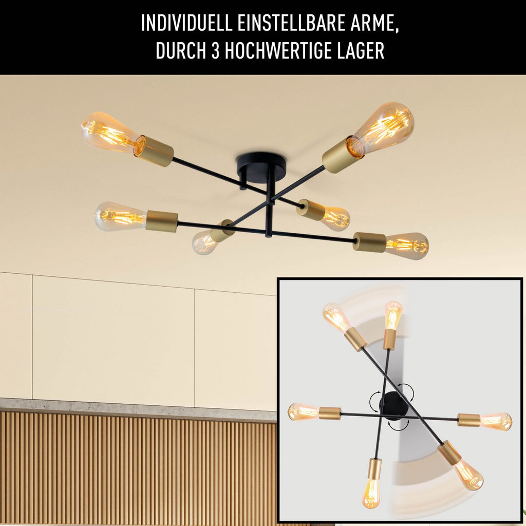 Näve Modo Plafondlamp 6-vlam Zwart 54,5cm