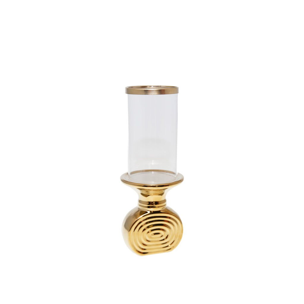 Gouden Photophore Spiraal 10x10x26.5cm Glas