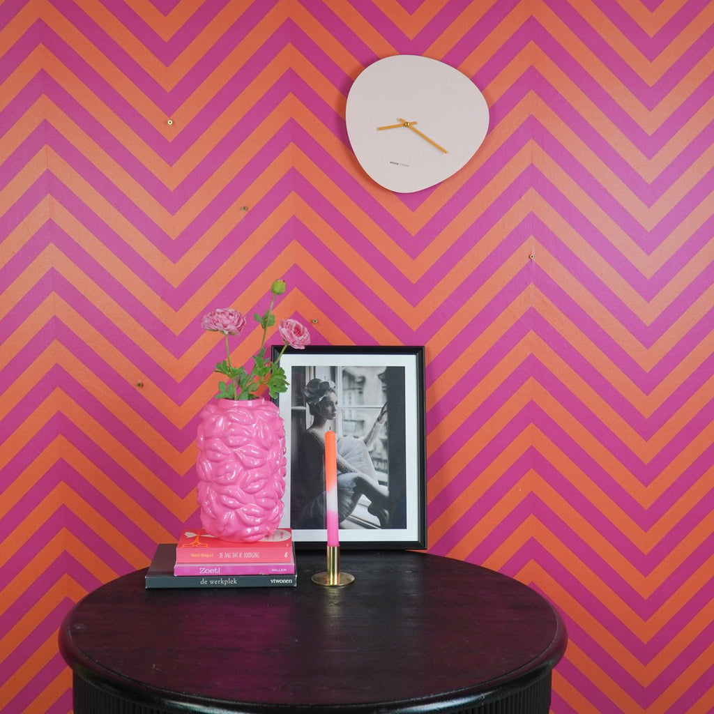 Wandklok organisch roze/oranje 30x30x0,5 cm