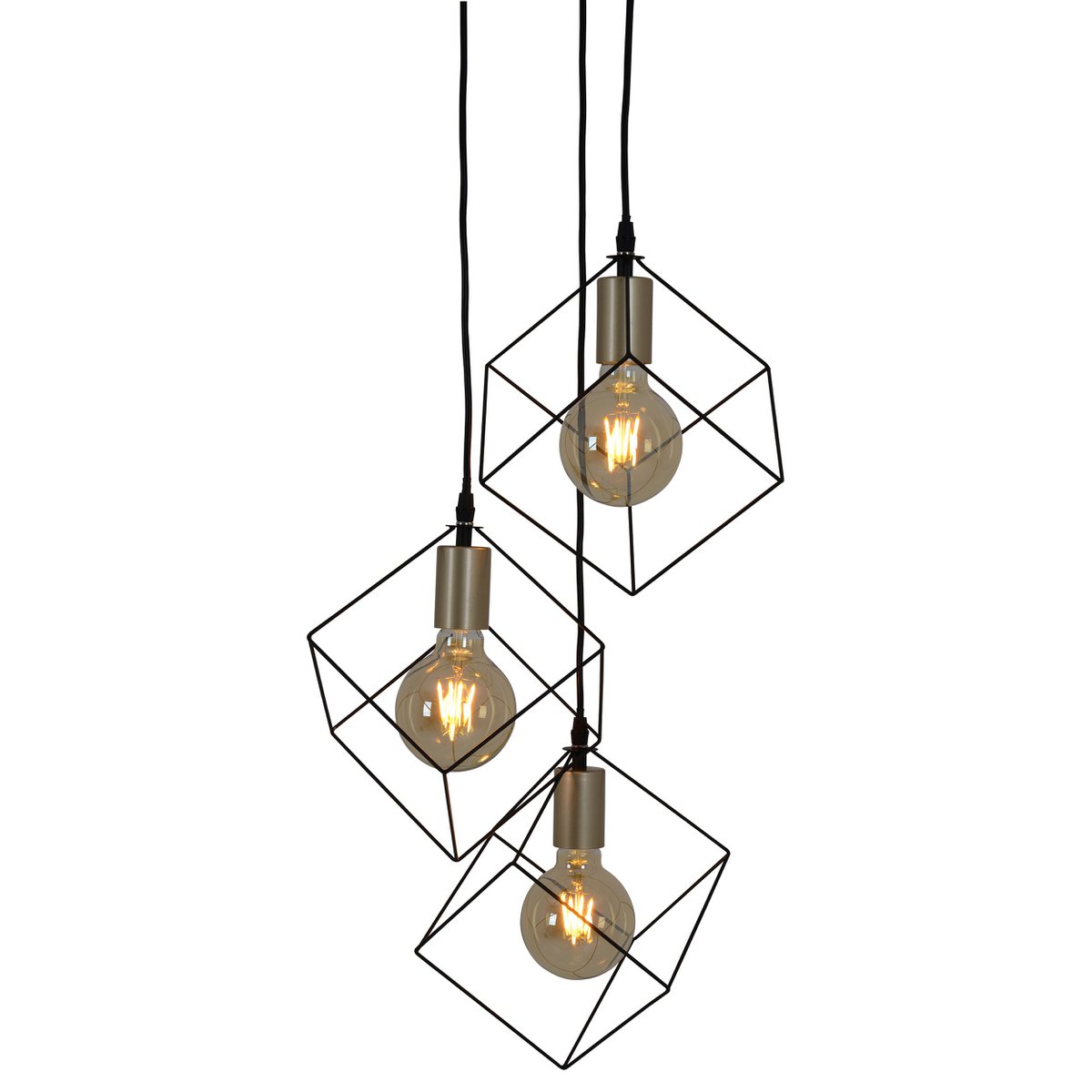 Canto Hanglamp 3-Vlammig Zwart Goud E27 39cm
