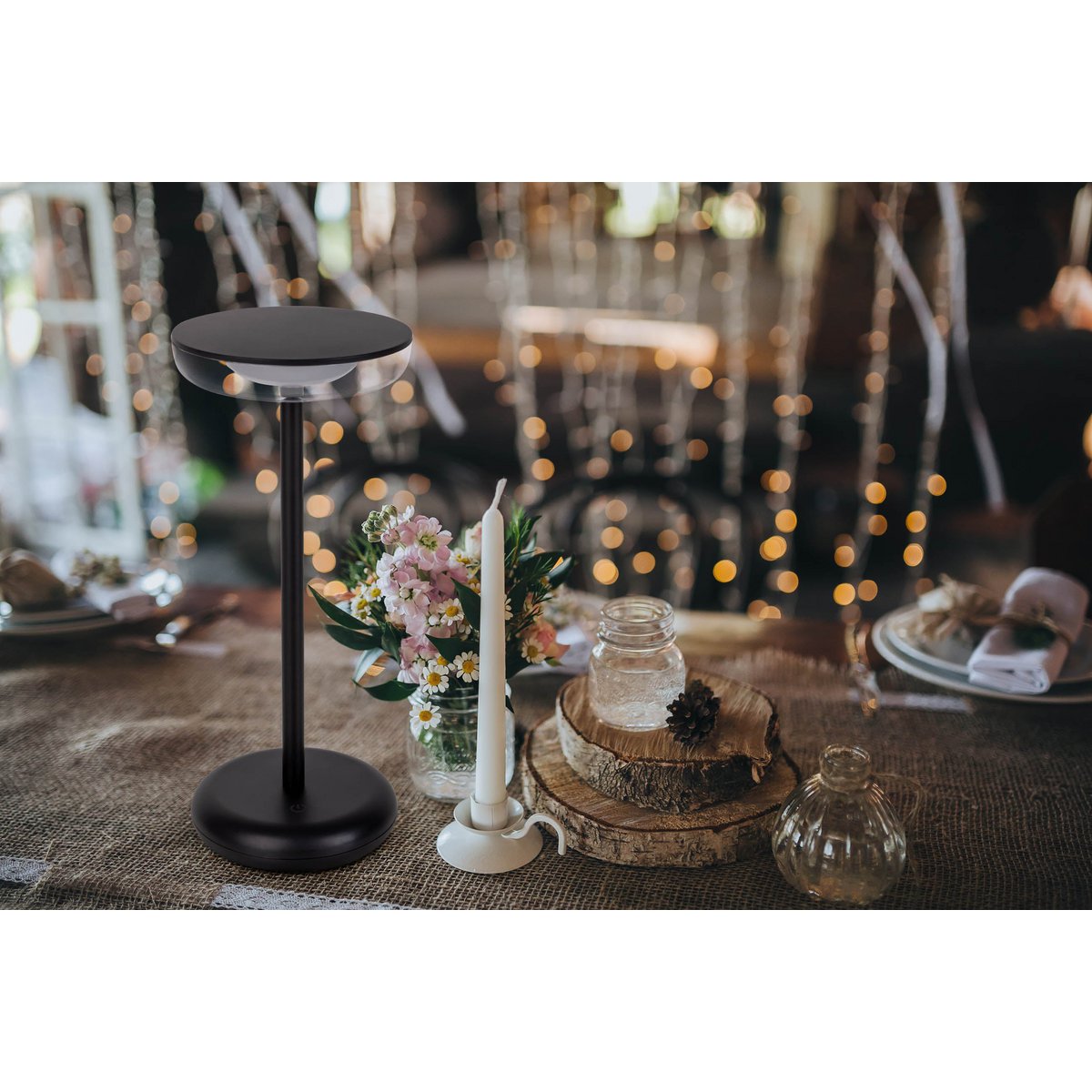 Näve Pasi Tabletlamp - Zwart 26cm Dimbaar
