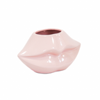 Lichtroze keramieken lippenvaas - 21x19x11cm