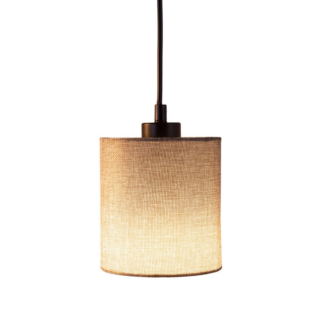 4 hanglamp "Malta" gemaakt van metaal en hout, met textielparaplu's in grijs en wit, E27 -aansluiting, verlichting voor woonkamer, kantoor of nachtkastje