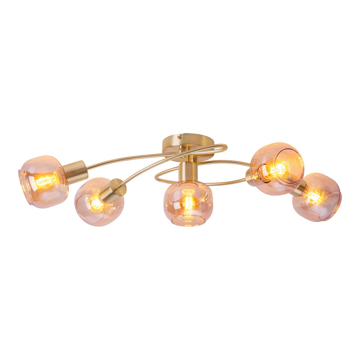 Näve Libby Plafondlamp 5-Spots Messing Amber 65,5cm E14