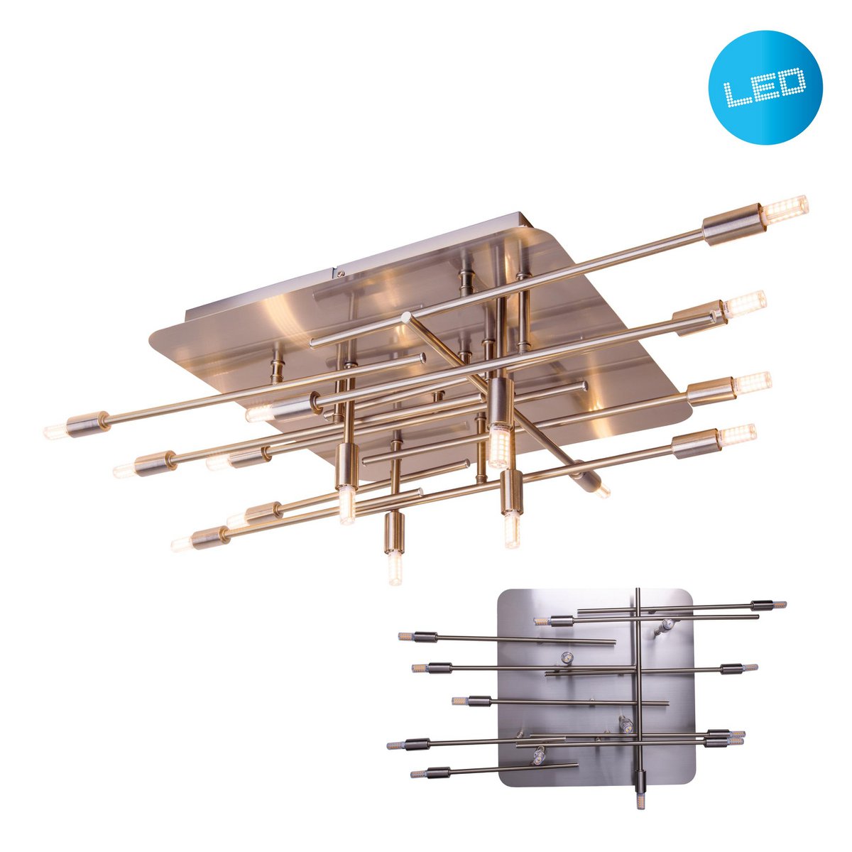 ANCONA LED Plafondlamp - Roestvrijstaal 71x70cm