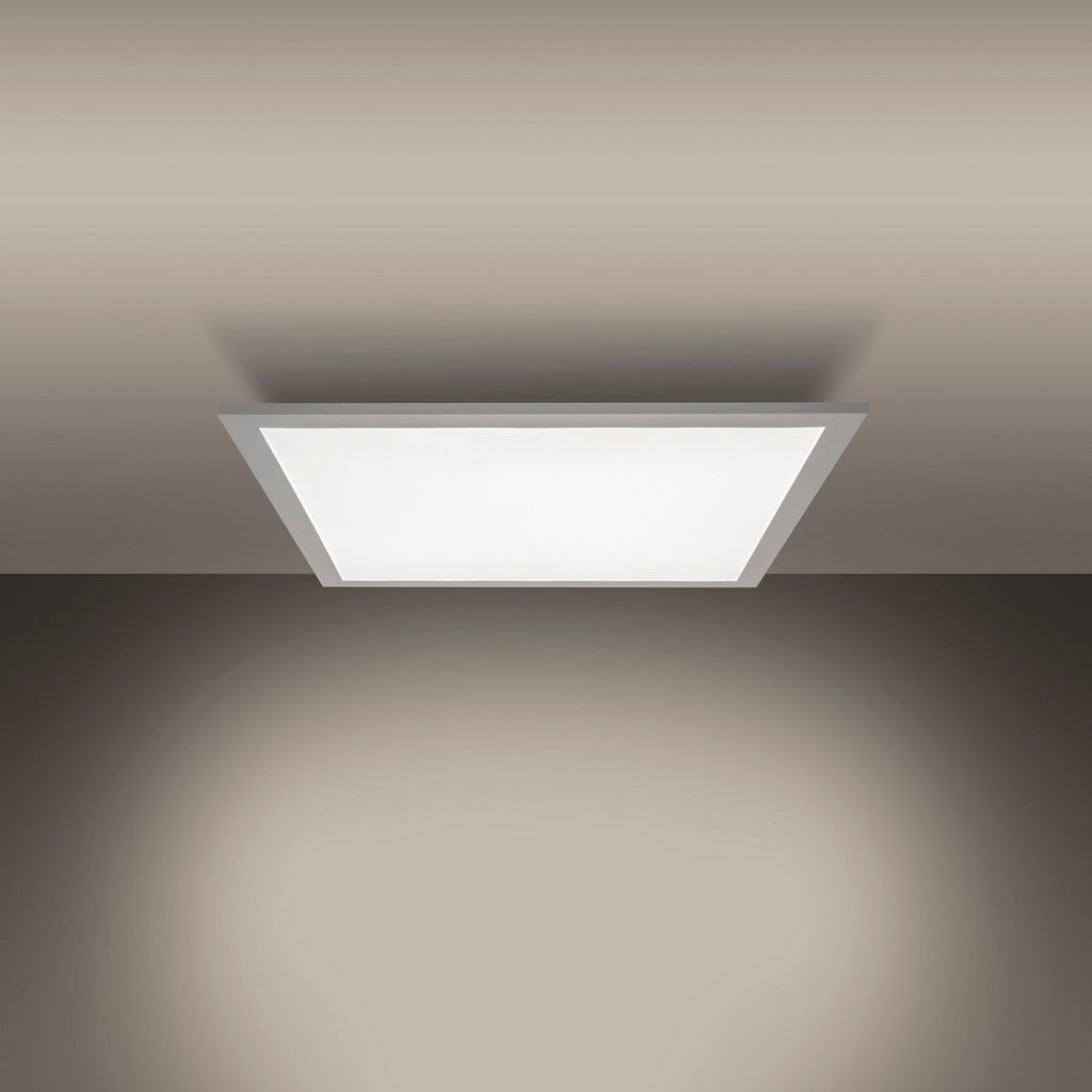 LED -paneel plafondlamp "Nico", functionele metalen plafondlamp en plastic in het wit, met vaste LED's en vele functies, ideaal voor kantoor, oefening of workshop, ca. 59,5 x 59,5 cm
