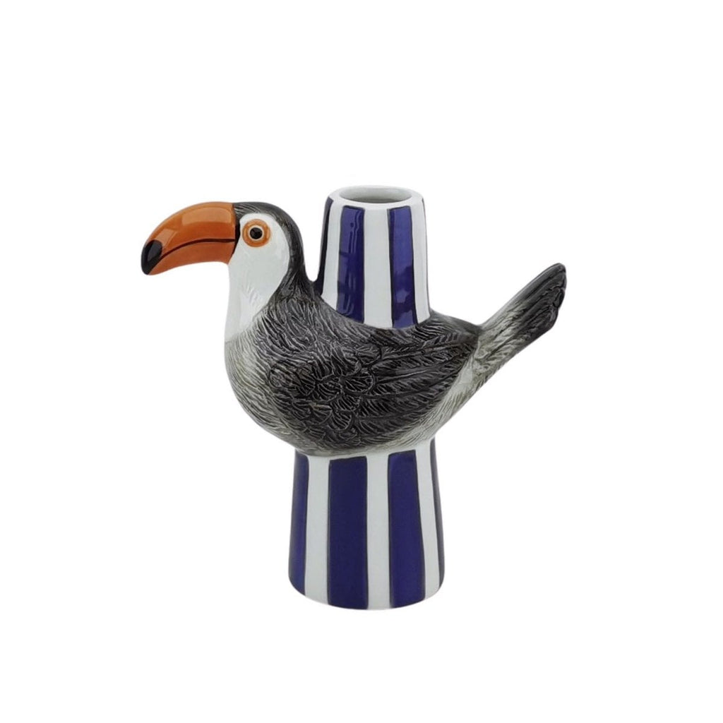 Toucan Vaas Violet/Grijs/Oranje - 16,5x7,5x16cm - Exotisch Design