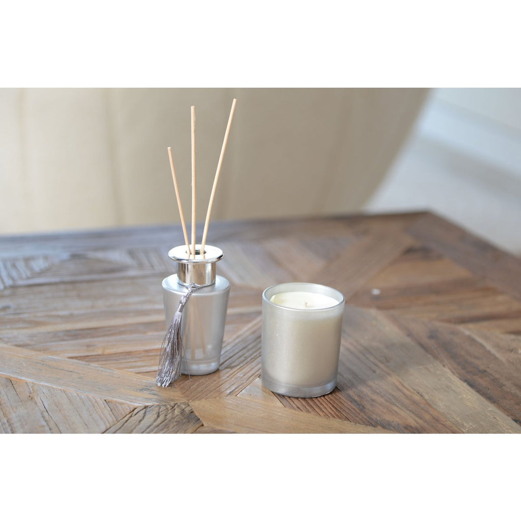 Zilveren vanillekaars 7x7x8cm - Elegante parfumkaars