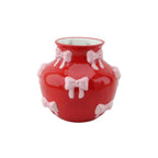 Vaas - Ronde buikvaas rood/roze 14,5x14,5x13cm dolomiet