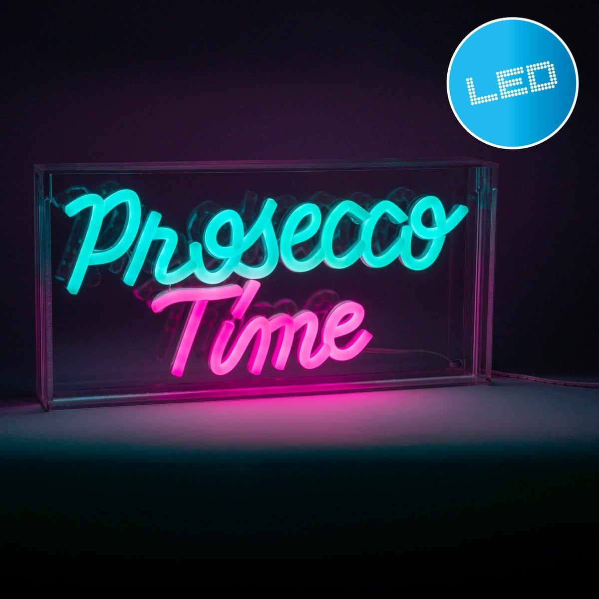 LED Neonlicht "Prosecco Time" 30x15cm Blauw