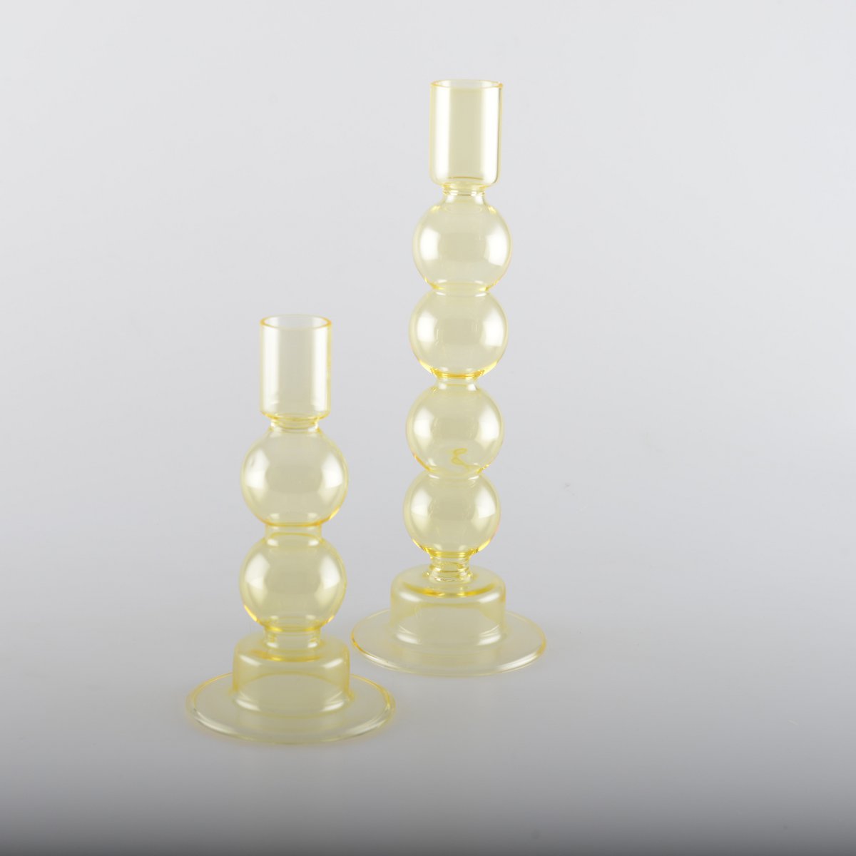 Gele glaskandelaars Set 2