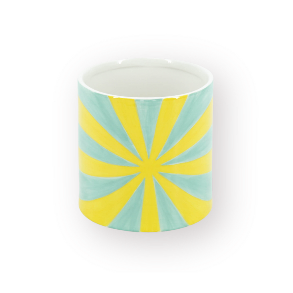 Swirl plantenpot - Dolomiet - 15,5x15,5x16cm - Geel/Groen