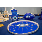 Donkerblauw keramisch decoratief oog 20x12cm