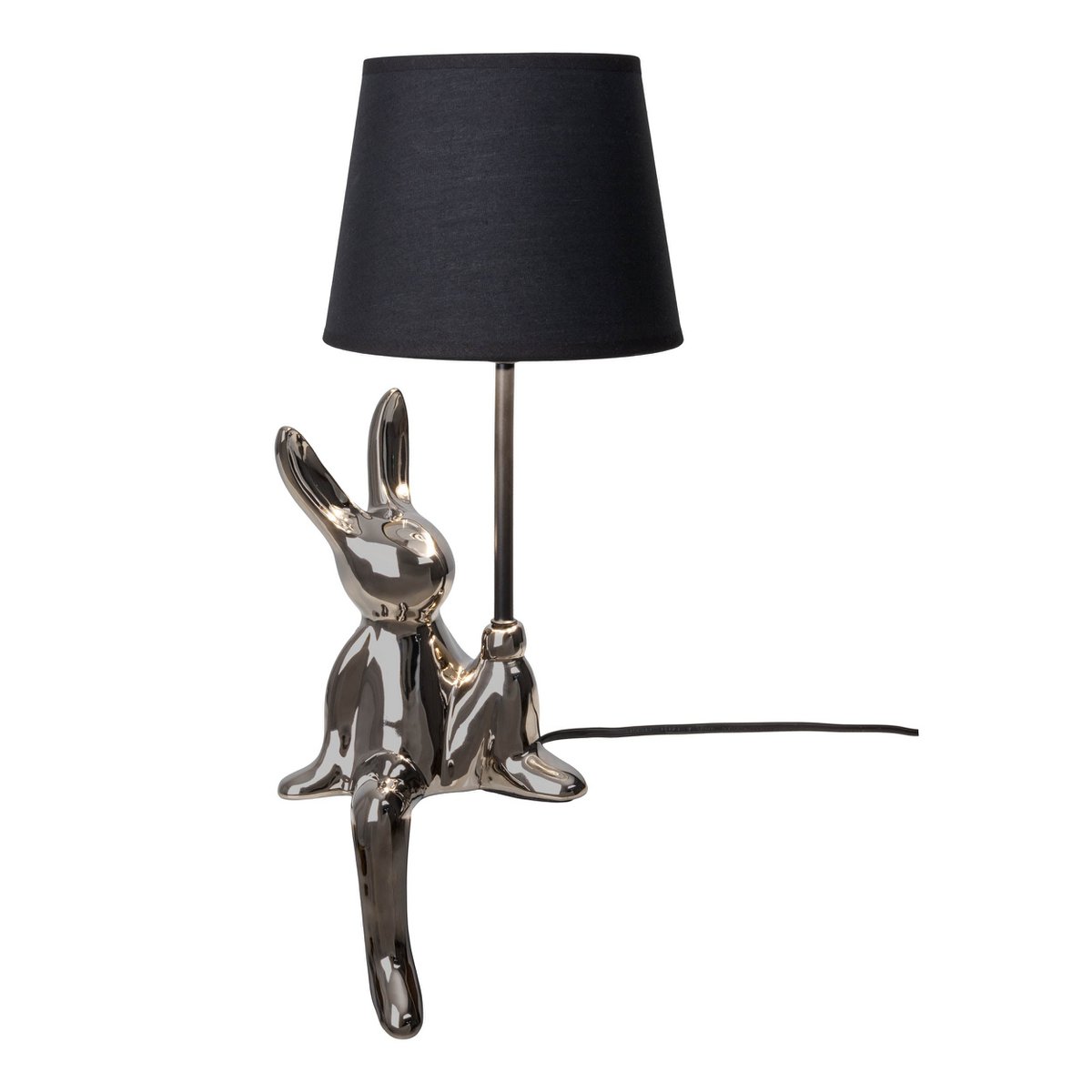 Tafellamp "helge" Ø 18 cm, hoogte ca. 45 cm, gemaakt van keramiek in zwart en zilveren, zwarte tekstbladen