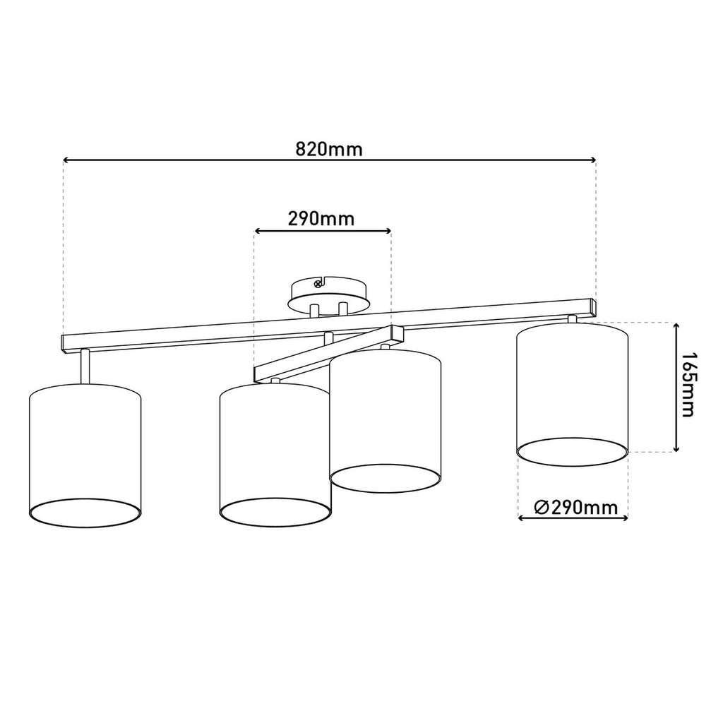 Näve Tilde Plafondlamp - Grijs 82cm E27