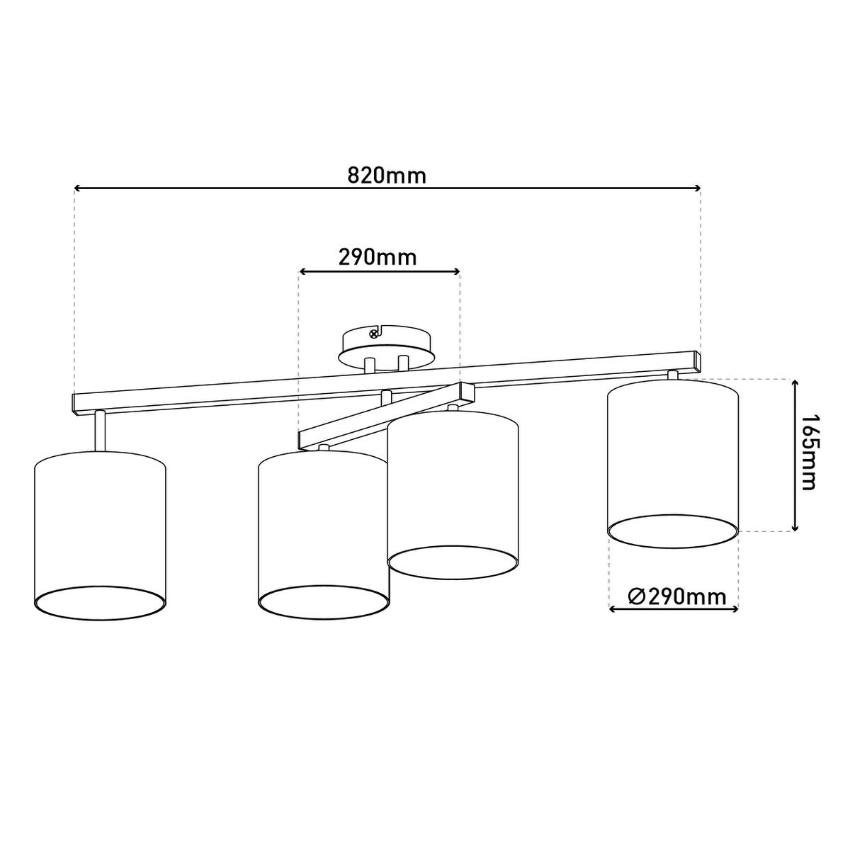 Näve Tilde Plafondlamp - Grijs 82cm E27